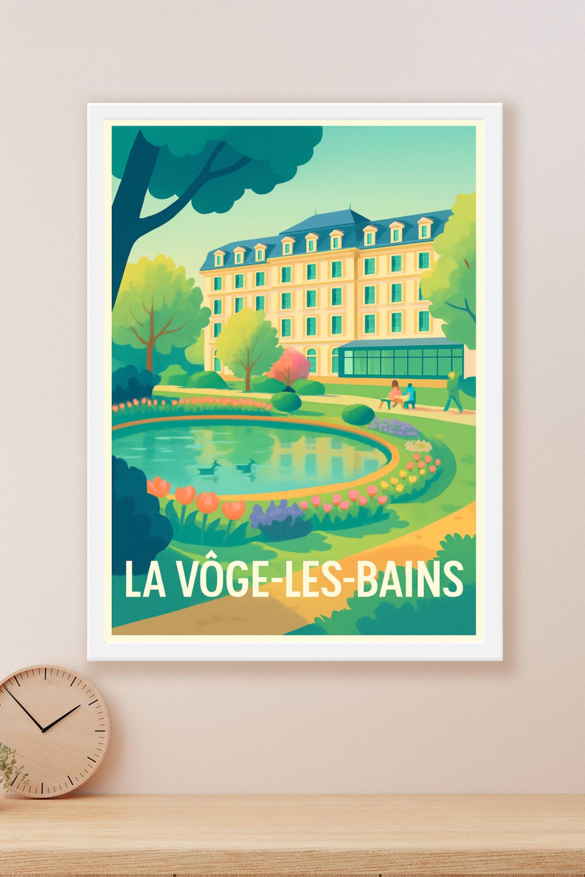 Affiche La Vôge-les-Bains — Escapade au cœur des jardins paisibles · poster d'art de La Vôge-les-Bains