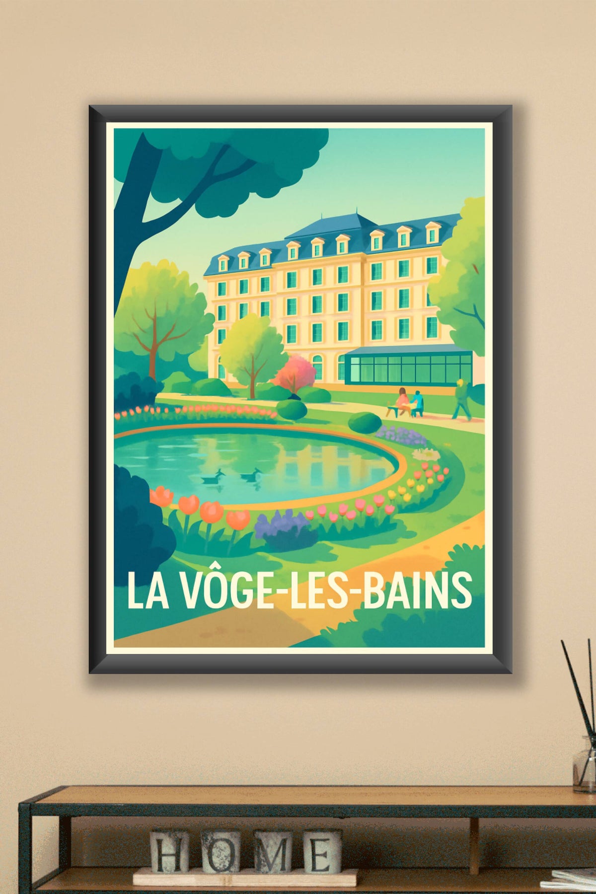 Affiche La Vôge-les-Bains — Escapade au cœur des jardins paisibles · poster d'art de La Vôge-les-Bains
