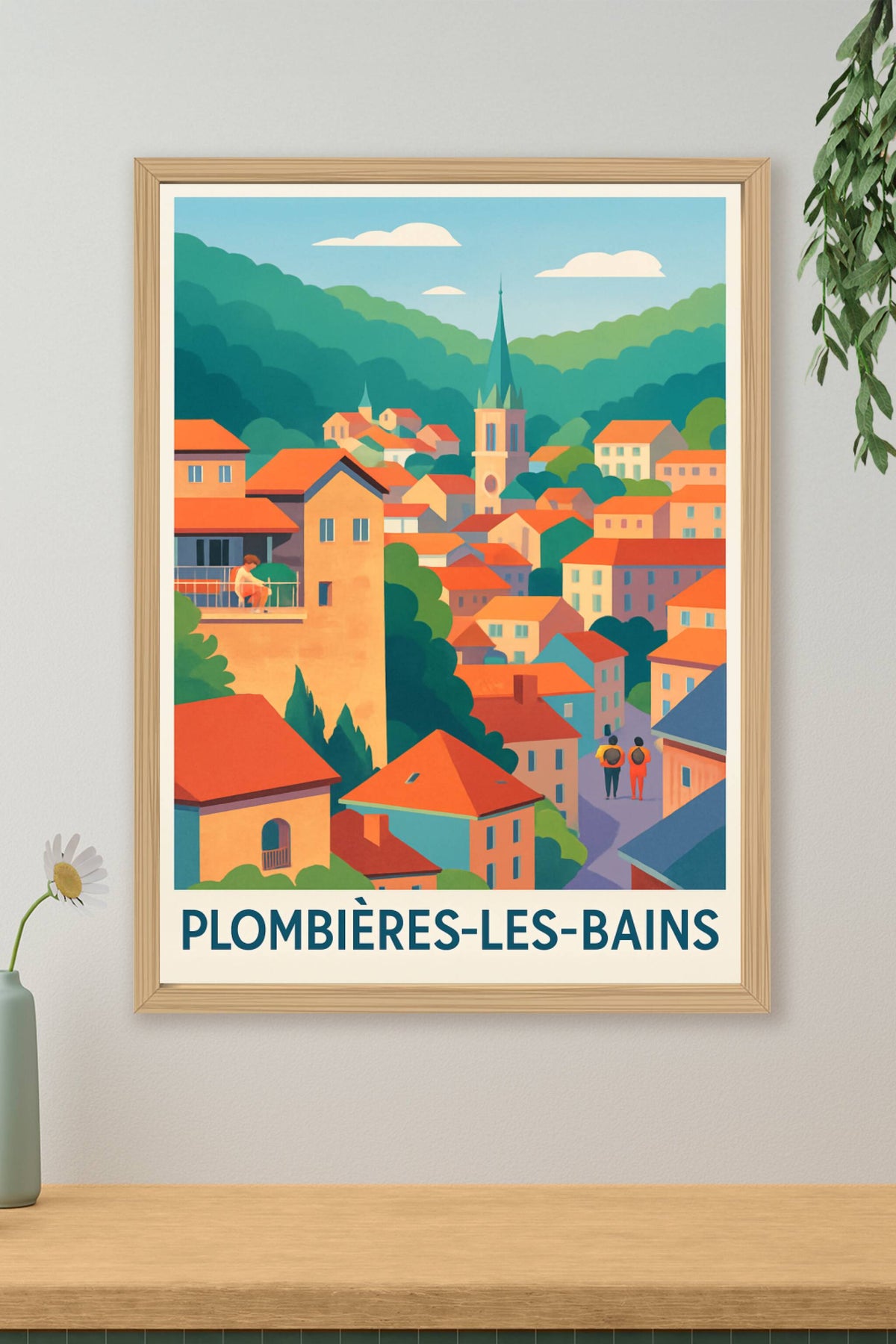 Affiche Plombières-les-Bains — Charme et sérénité au cœur de la nature · poster d'art de Plombières-les-Bains