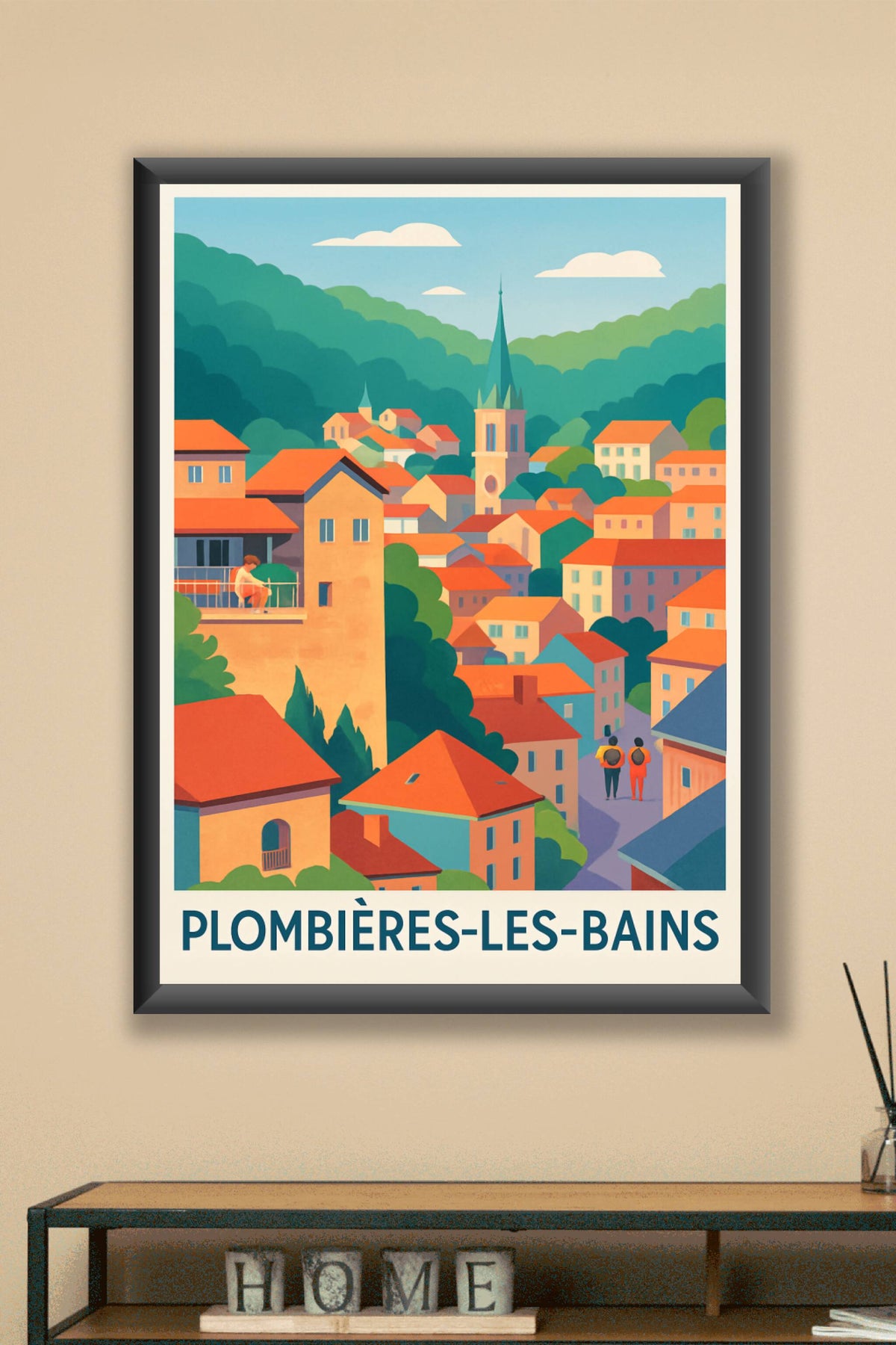 Affiche Plombières-les-Bains — Charme et sérénité au cœur de la nature · poster d'art de Plombières-les-Bains