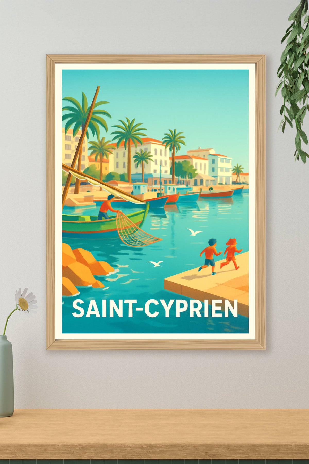 Affiche Saint-Cyprien — Charme côtier et douceur de vivre · poster d'art de Saint-Cyprien