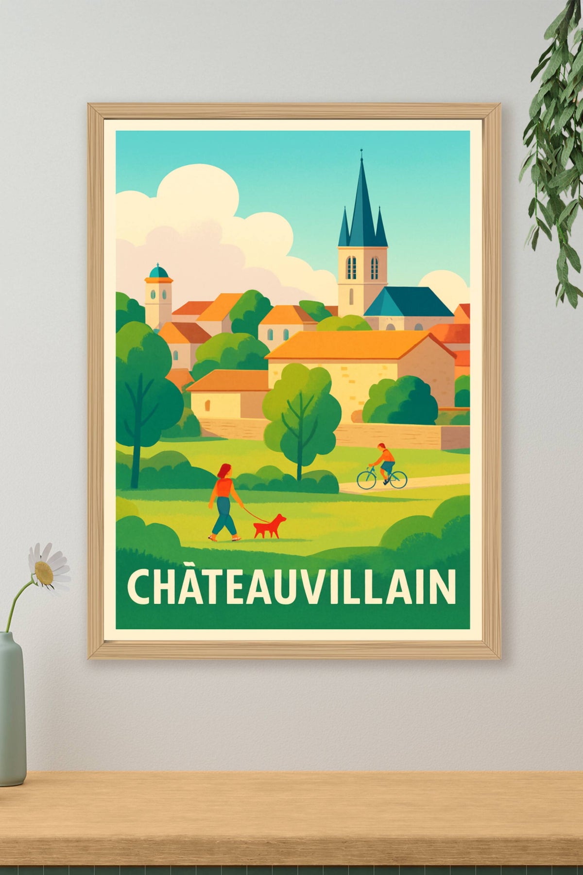 Affiche Châteauvillain — Charme bucolique et douceur de vie · poster d'art de Châteauvillain