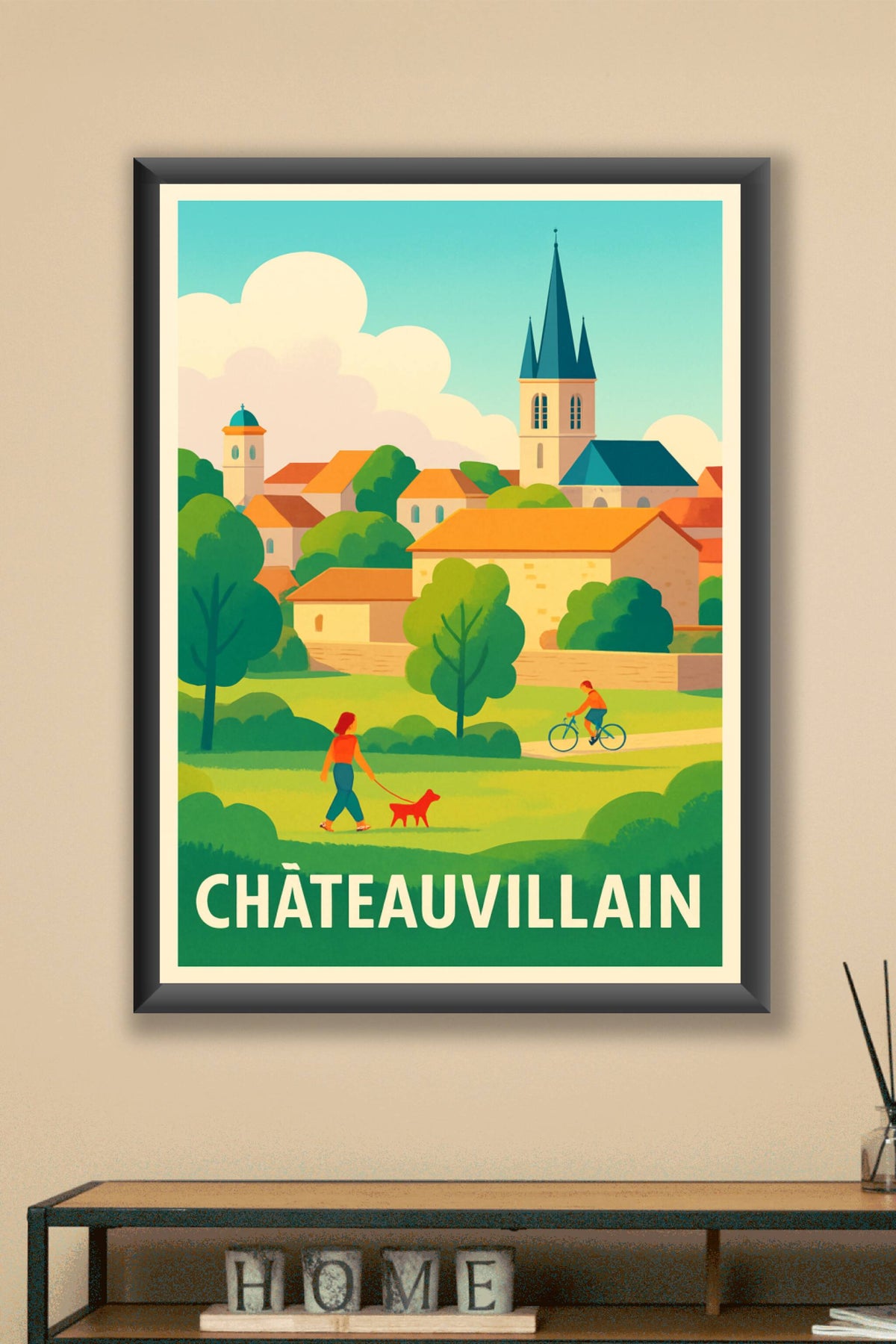Affiche Châteauvillain — Charme bucolique et douceur de vie · poster d'art de Châteauvillain