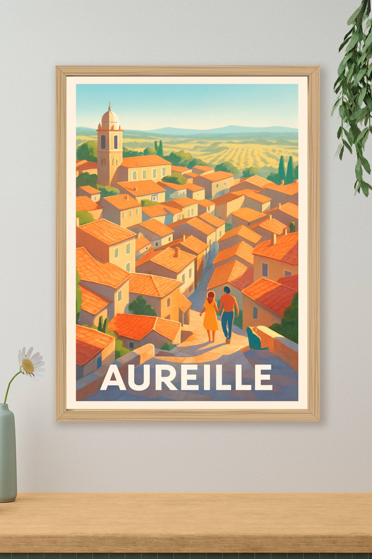 Affiche Aureille — Lumière dorée du village provençal · poster d'art de Aureille