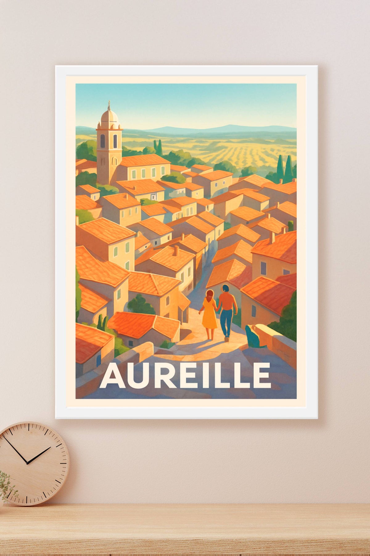 Affiche Aureille — Lumière dorée du village provençal · poster d'art de Aureille