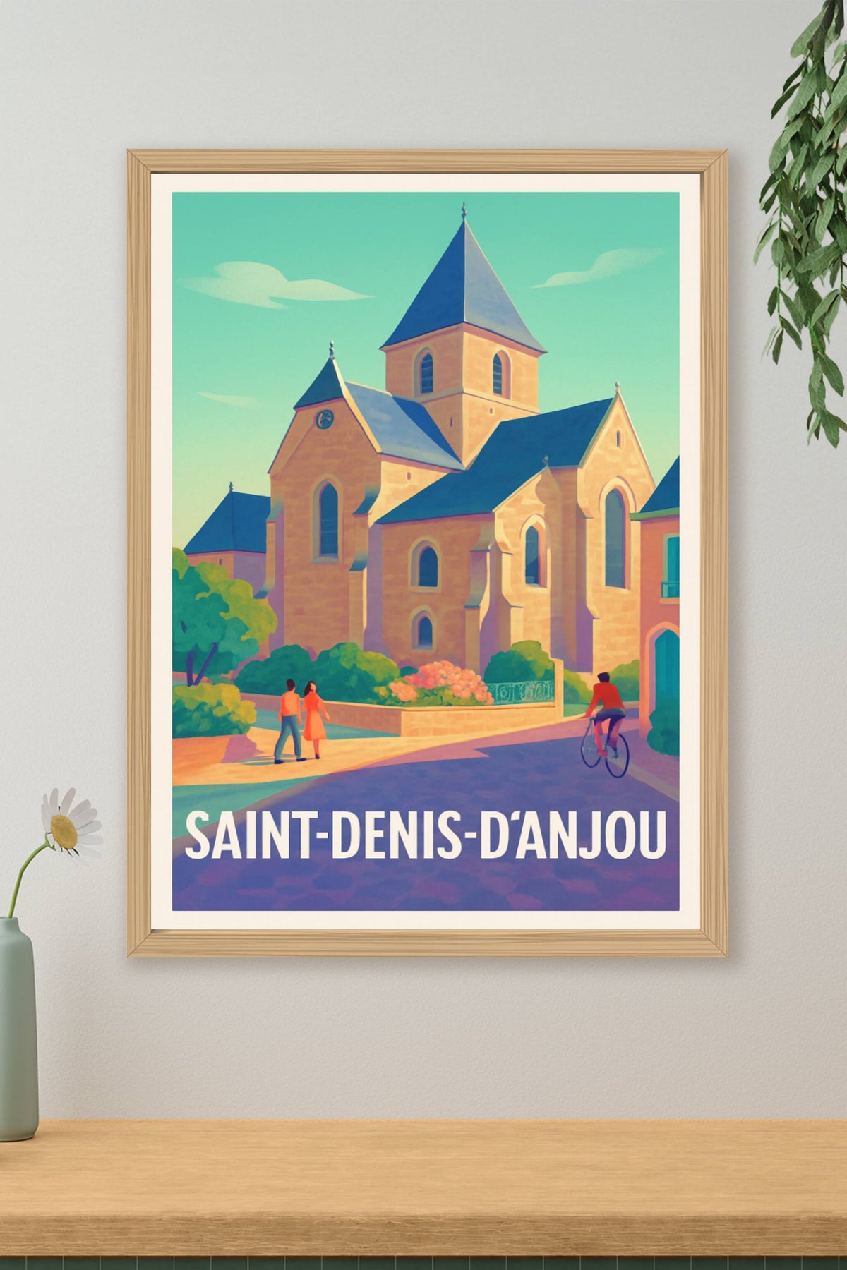 Affiche Saint-Denis-d'Anjou — Charme et Sérénité Angevine · poster d'art de Saint-Denis-d'Anjou