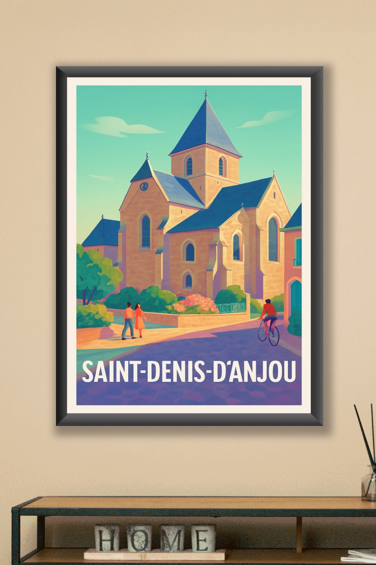 Affiche Saint-Denis-d'Anjou — Charme et Sérénité Angevine · poster d'art de Saint-Denis-d'Anjou
