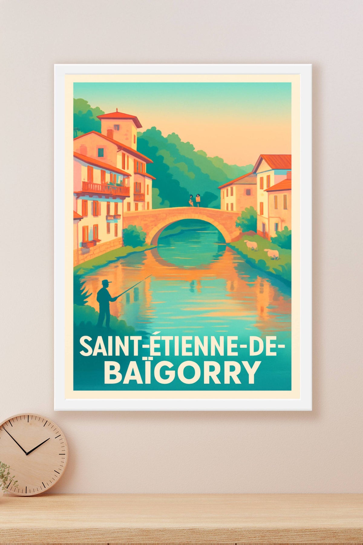 Affiche Saint-Étienne-de-Baïgorry — Charme et sérénité au fil de l'eau · poster d'art de Saint-Étienne-de-Baïgorry
