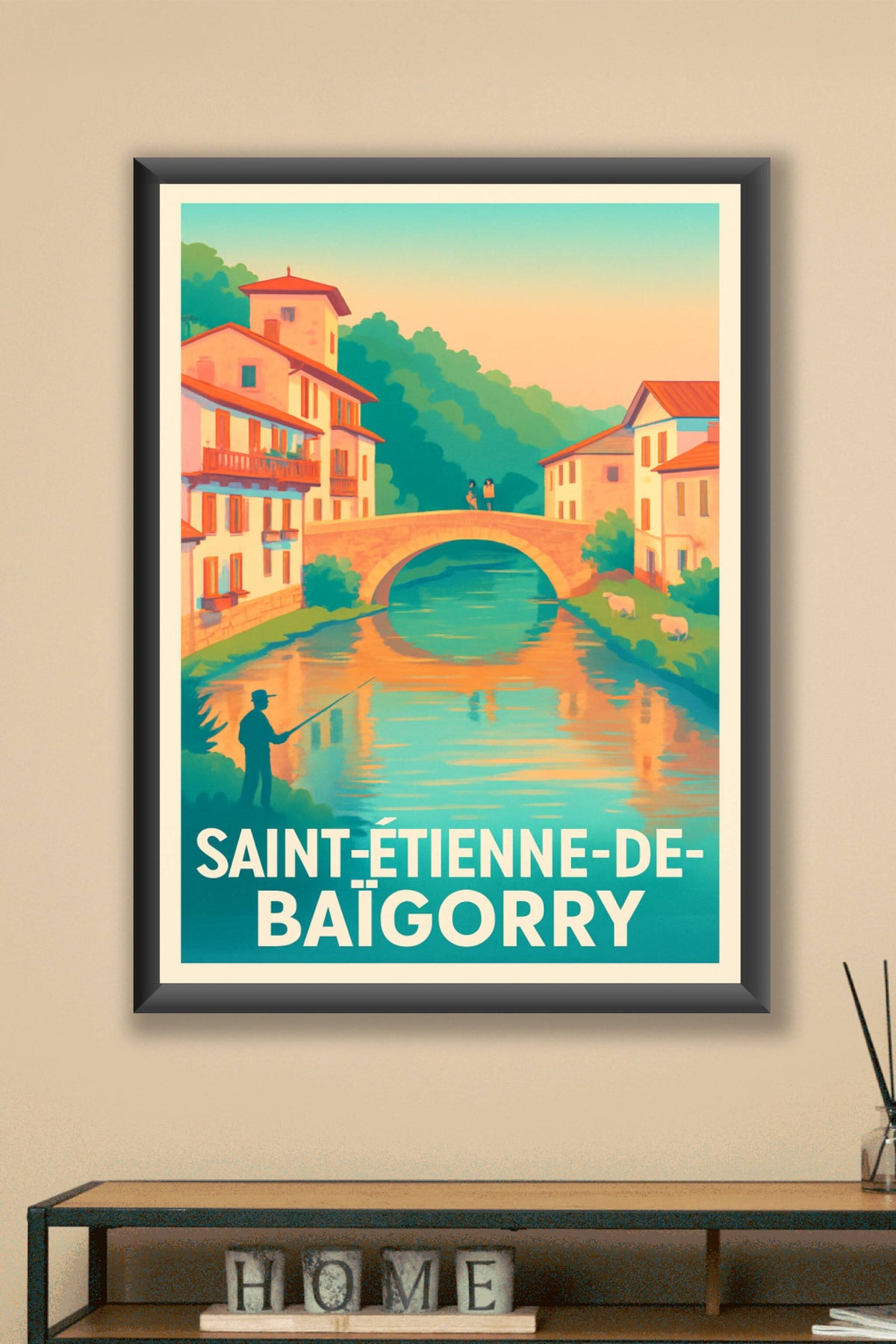 Affiche Saint-Étienne-de-Baïgorry — Charme et sérénité au fil de l'eau · poster d'art de Saint-Étienne-de-Baïgorry