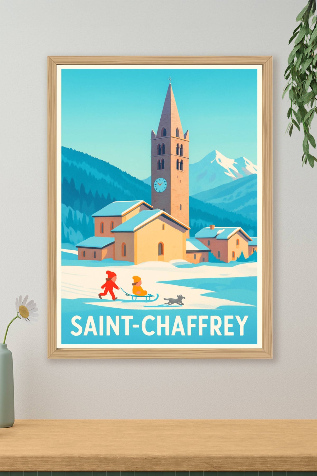 Affiche Saint-Chaffrey — Hiver enchanté au cœur des Alpes · poster d'art de Saint-Chaffrey