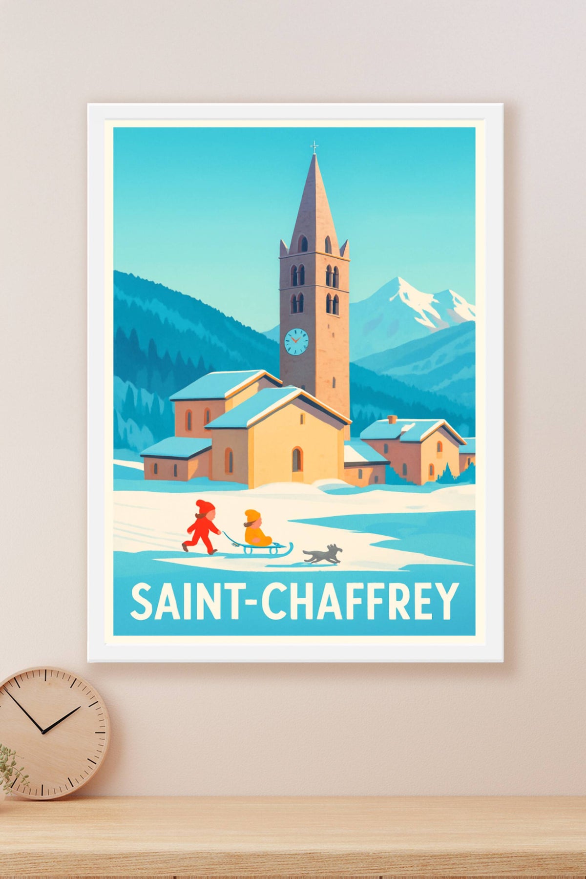 Affiche Saint-Chaffrey — Hiver enchanté au cœur des Alpes · poster d'art de Saint-Chaffrey