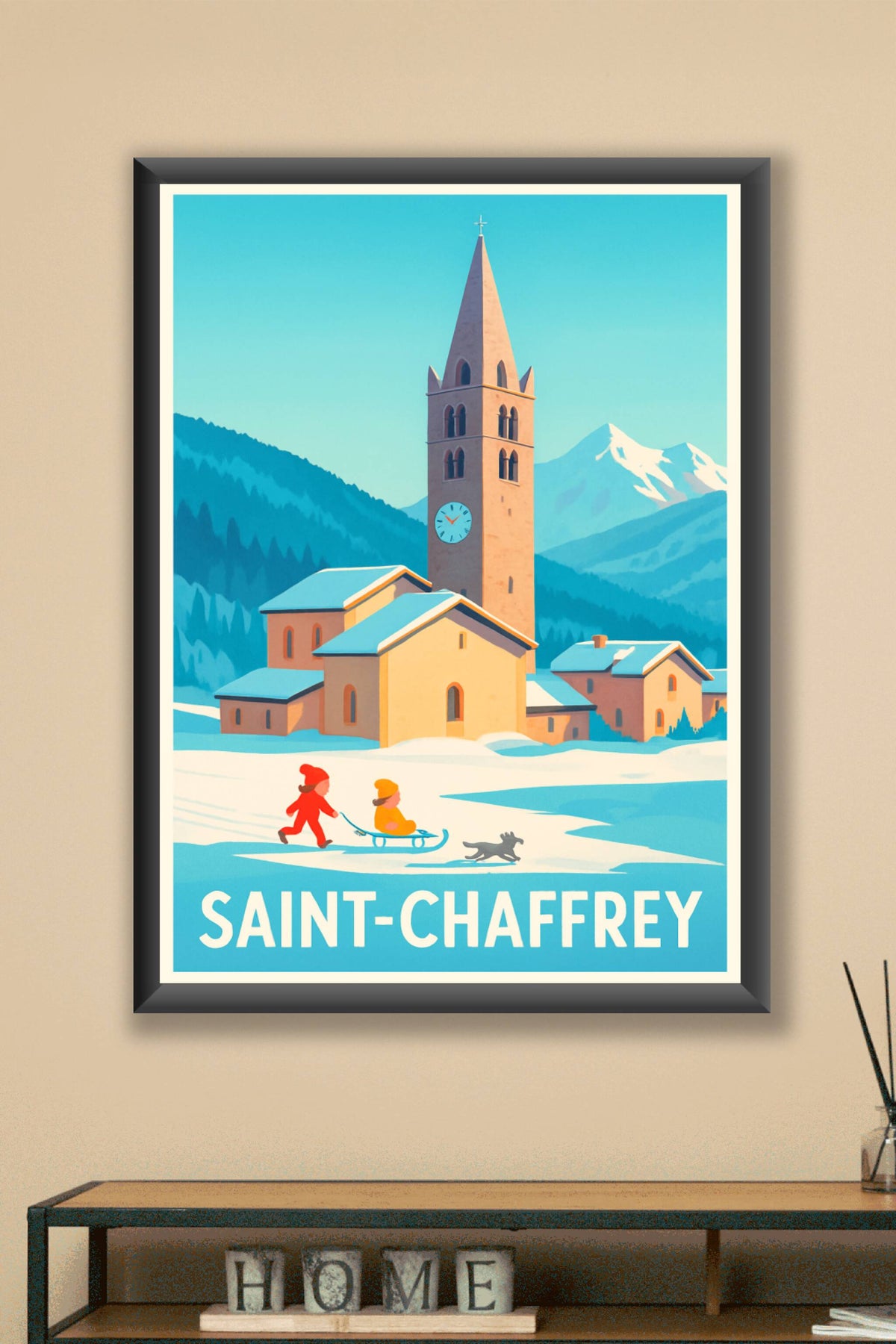 Affiche Saint-Chaffrey — Hiver enchanté au cœur des Alpes · poster d'art de Saint-Chaffrey