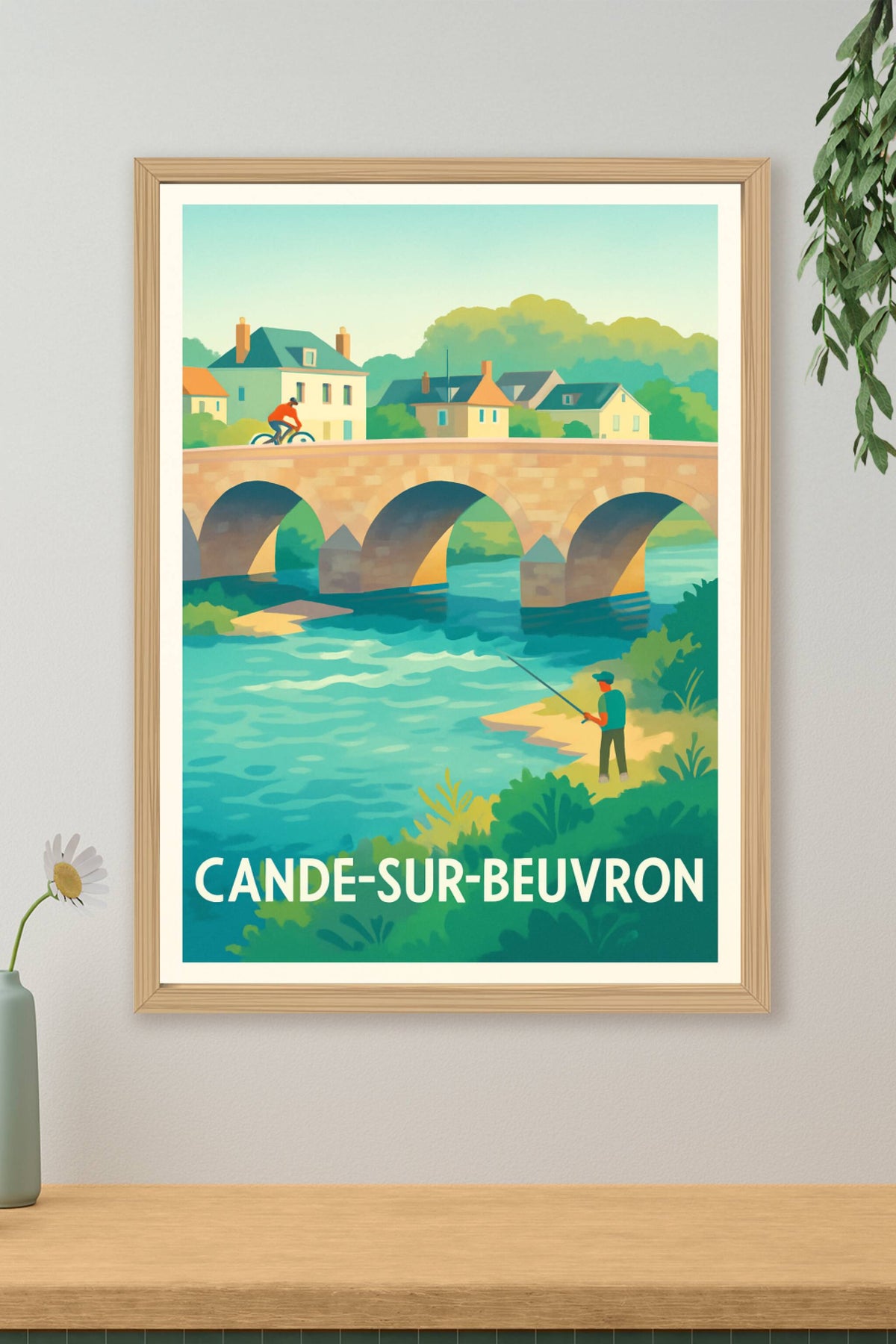 Affiche Cande-sur-Beuvron — Charme paisible au fil de l'eau · poster d'art de Cande-sur-Beuvron