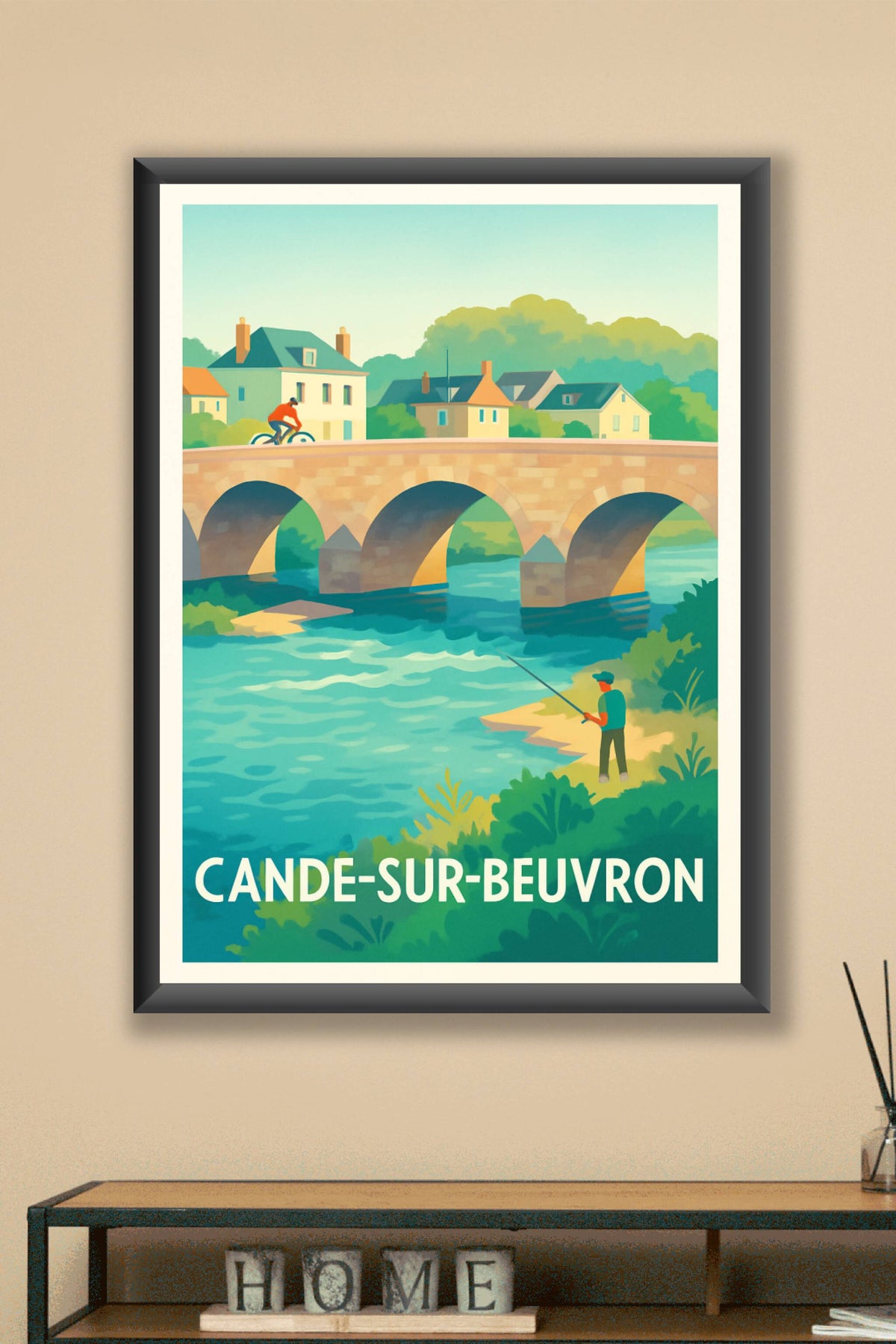 Affiche Cande-sur-Beuvron — Charme paisible au fil de l'eau · poster d'art de Cande-sur-Beuvron