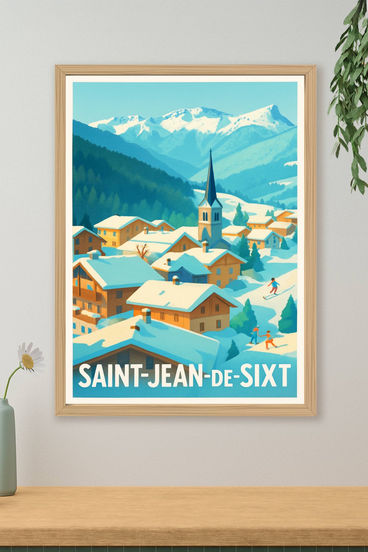 Affiche Saint-Jean-de-Sixt — Charme enneigé des Alpes · poster d'art de Saint-Jean-de-Sixt
