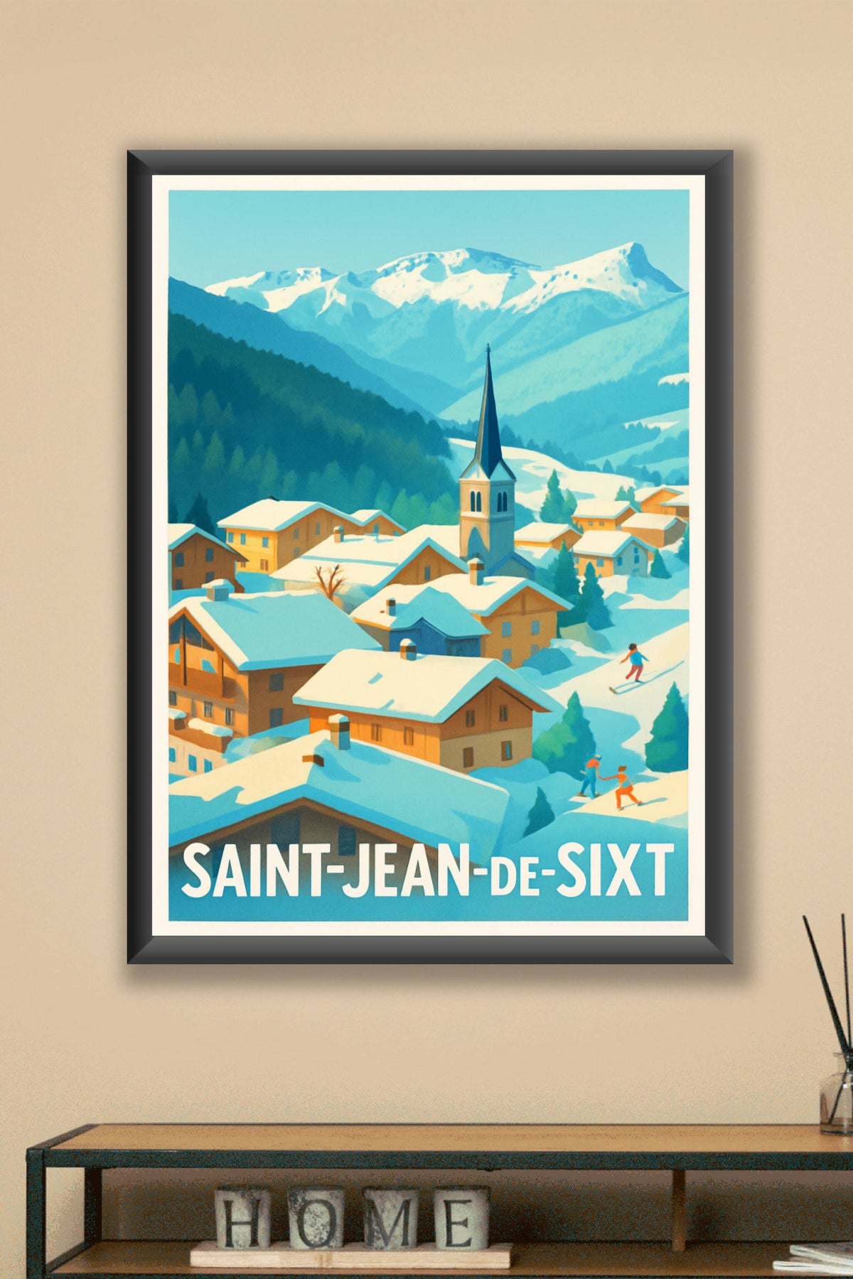 Affiche Saint-Jean-de-Sixt — Charme enneigé des Alpes · poster d'art de Saint-Jean-de-Sixt