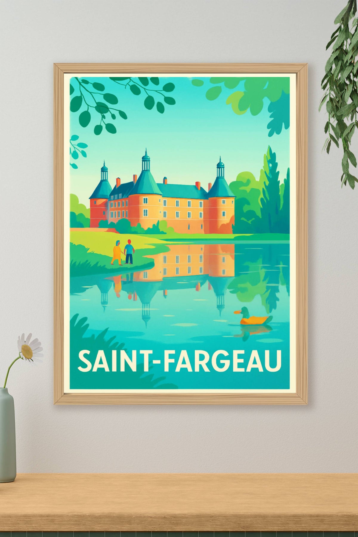 Affiche Saint-Fargeau — Nature et patrimoine au reflet du château · poster d'art de Saint-Fargeau