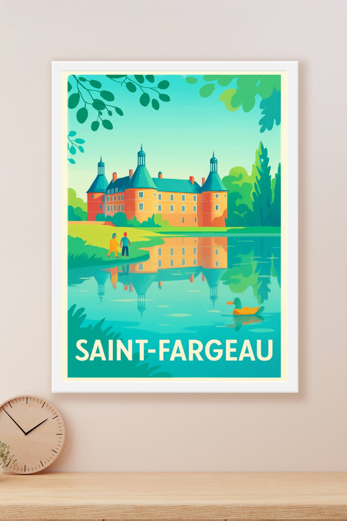 Affiche Saint-Fargeau — Nature et patrimoine au reflet du château · poster d'art de Saint-Fargeau