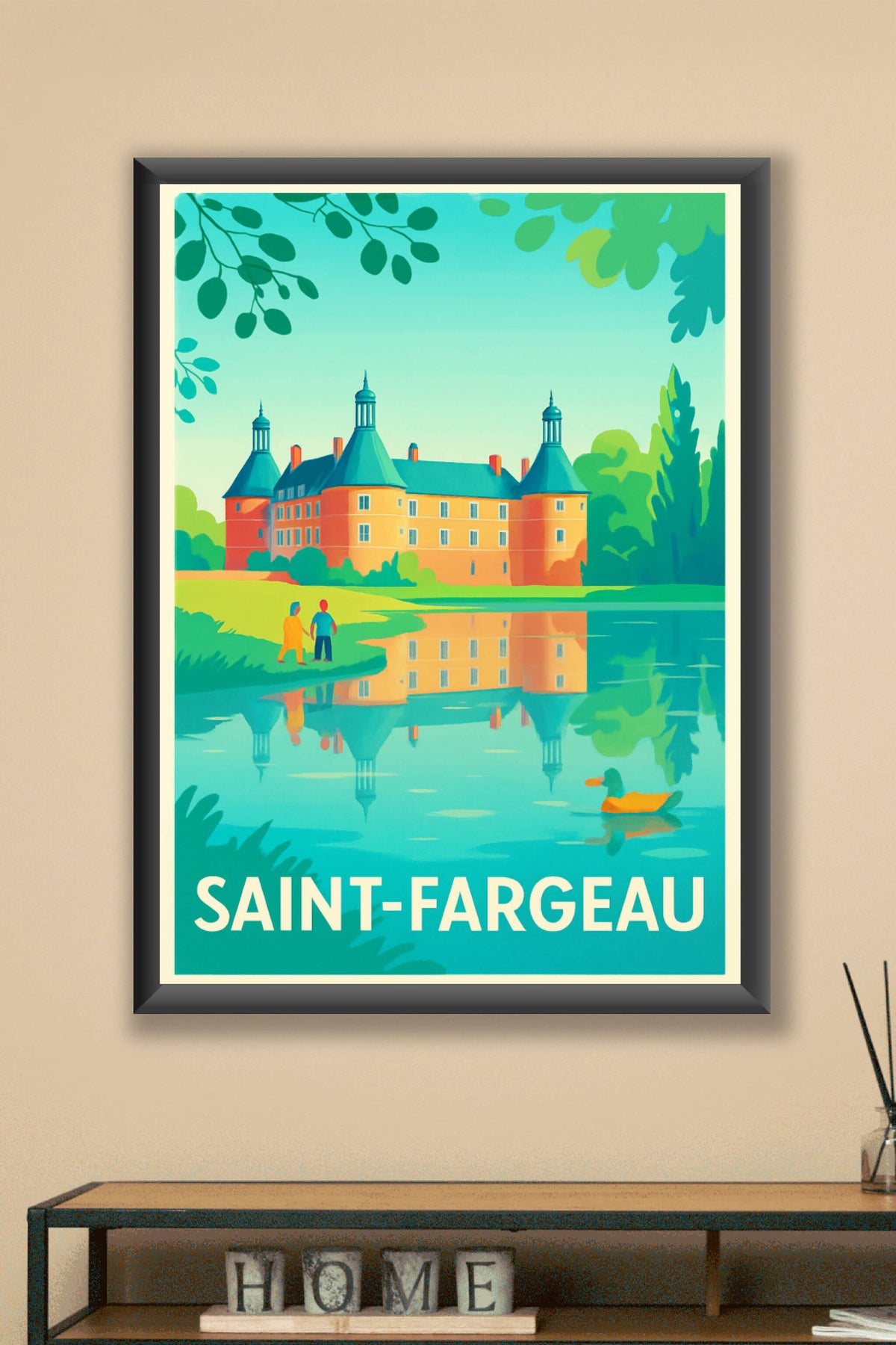 Affiche Saint-Fargeau — Nature et patrimoine au reflet du château · poster d'art de Saint-Fargeau