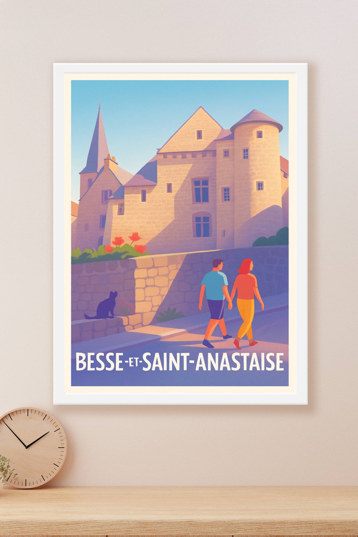 Affiche Besse-et-Saint-Anastaise — Promenade au cœur d'un village historique · poster d'art de Besse-et-Saint-Anastaise