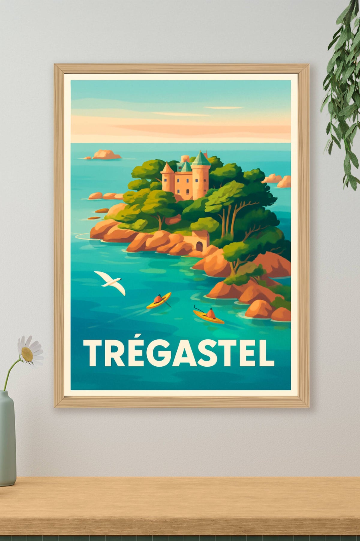 Affiche Trégastel — Évasion iodée et château romantique · poster d'art de Trégastel