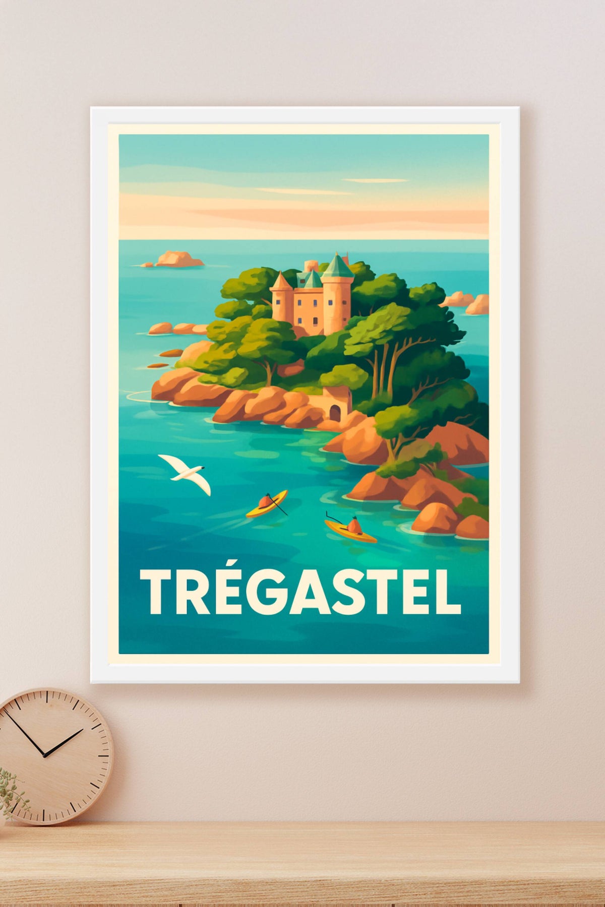 Affiche Trégastel — Évasion iodée et château romantique · poster d'art de Trégastel
