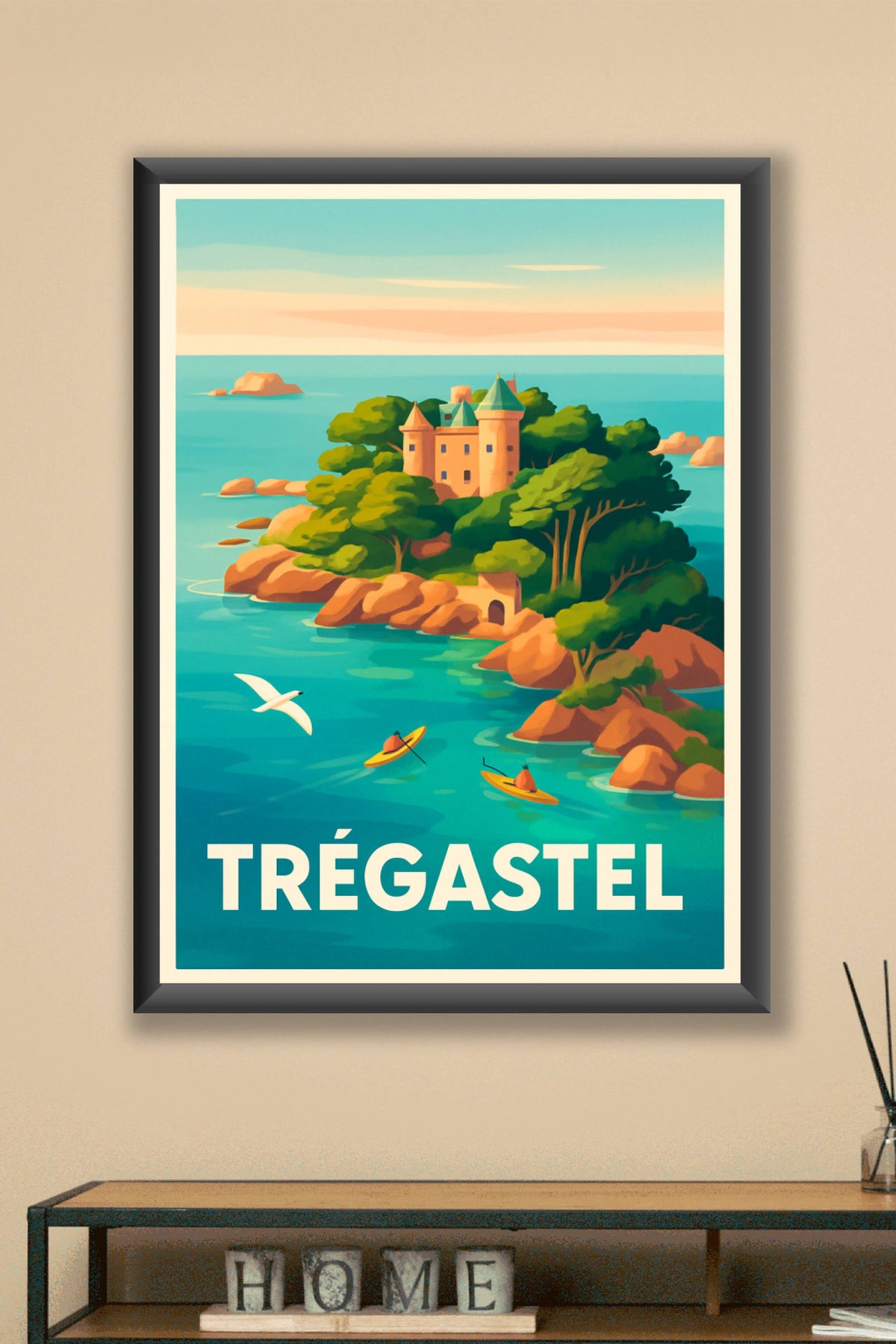 Affiche Trégastel — Évasion iodée et château romantique · poster d'art de Trégastel