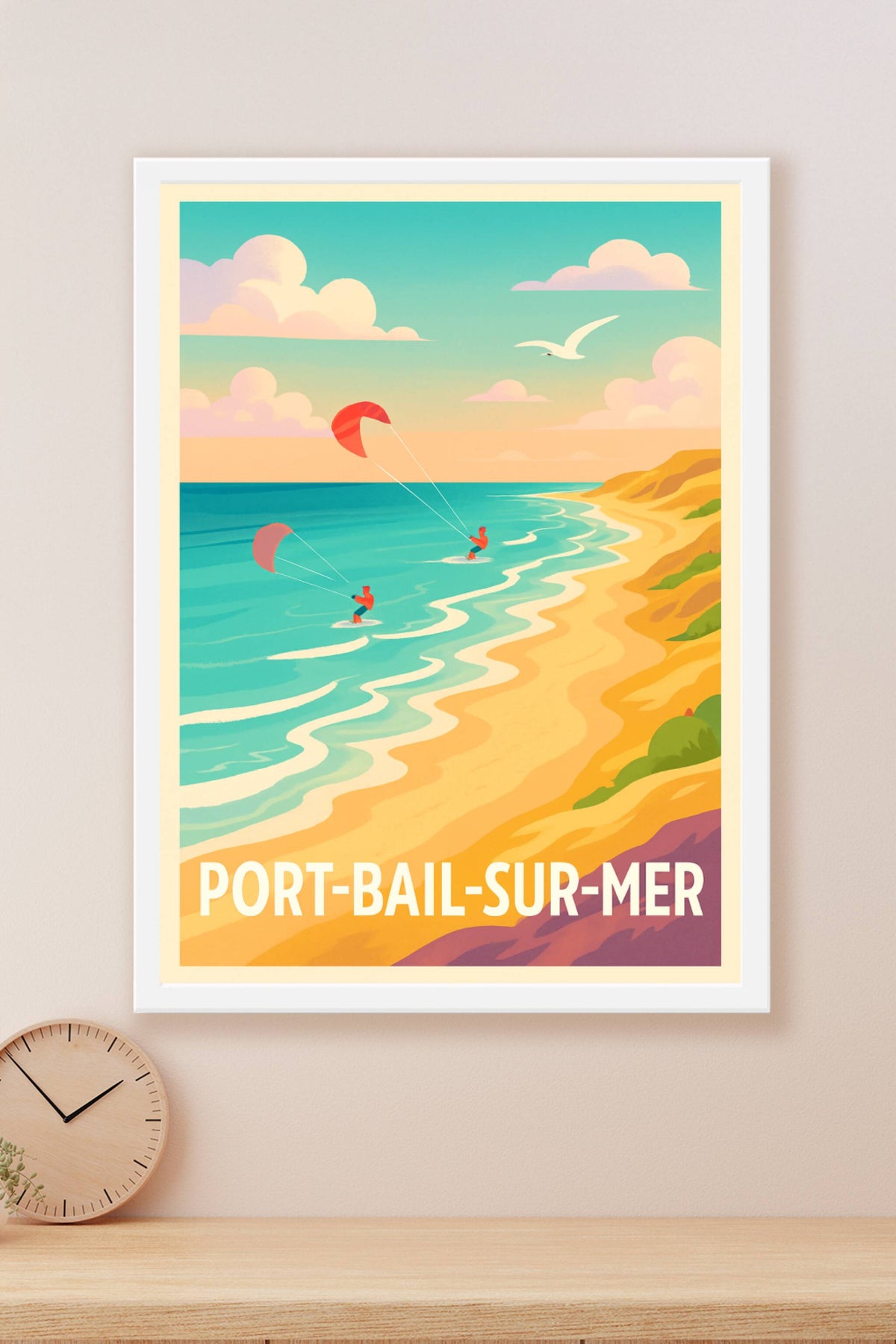 Affiche Port-Bail-sur-Mer — Évasion et glisse au bord de la Manche · poster d'art de Port-Bail-sur-Mer
