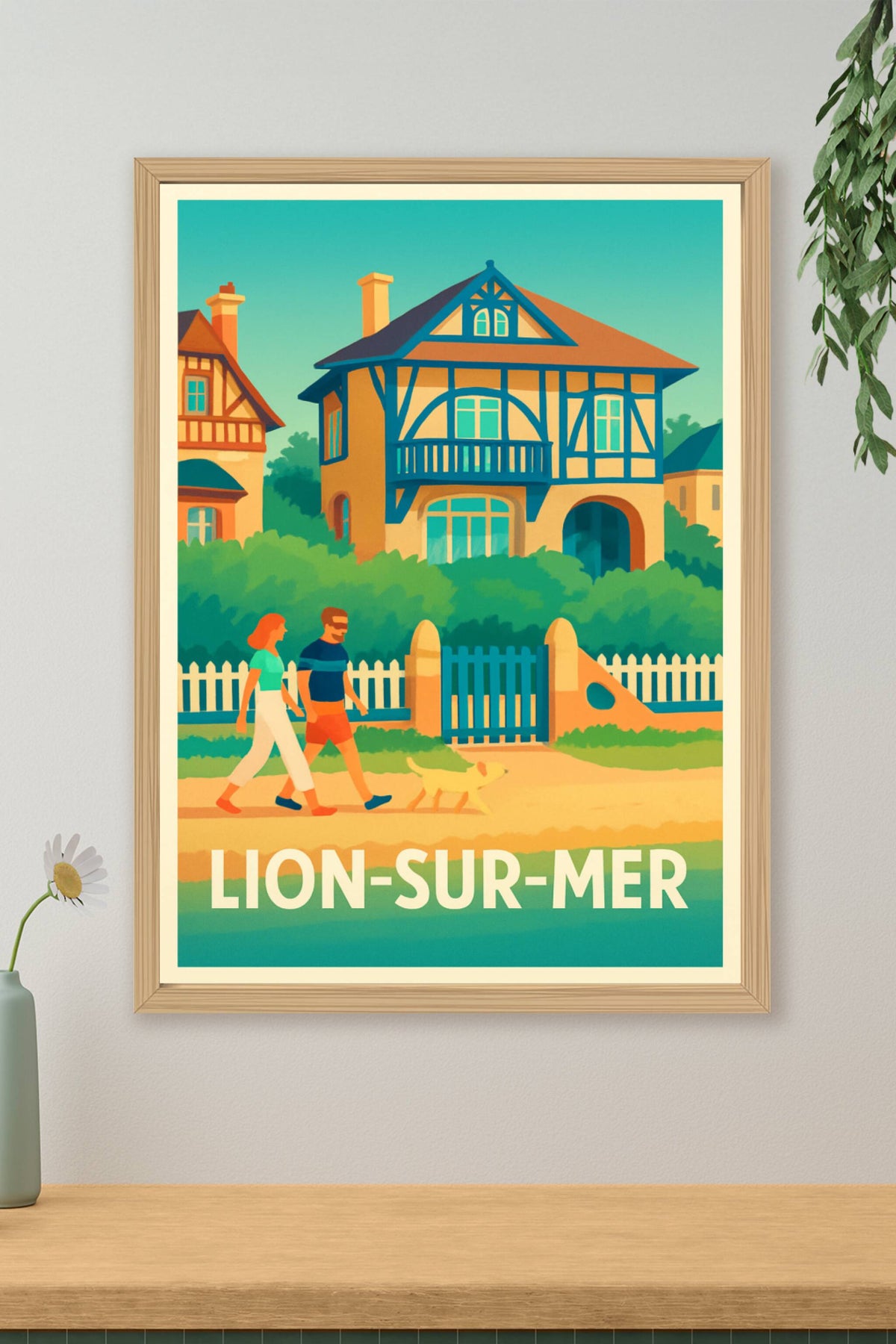 Affiche Lion-sur-Mer — Balade tranquille en bord de mer · poster d'art de Lion-sur-Mer
