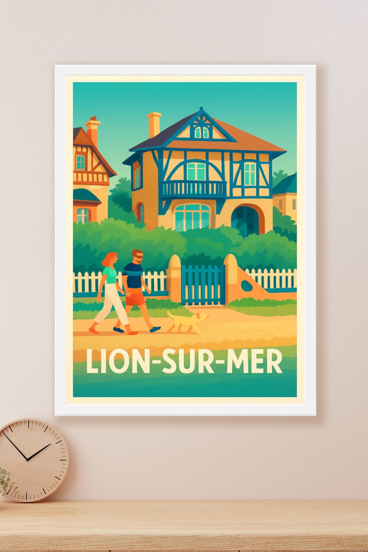 Affiche Lion-sur-Mer — Balade tranquille en bord de mer · poster d'art de Lion-sur-Mer