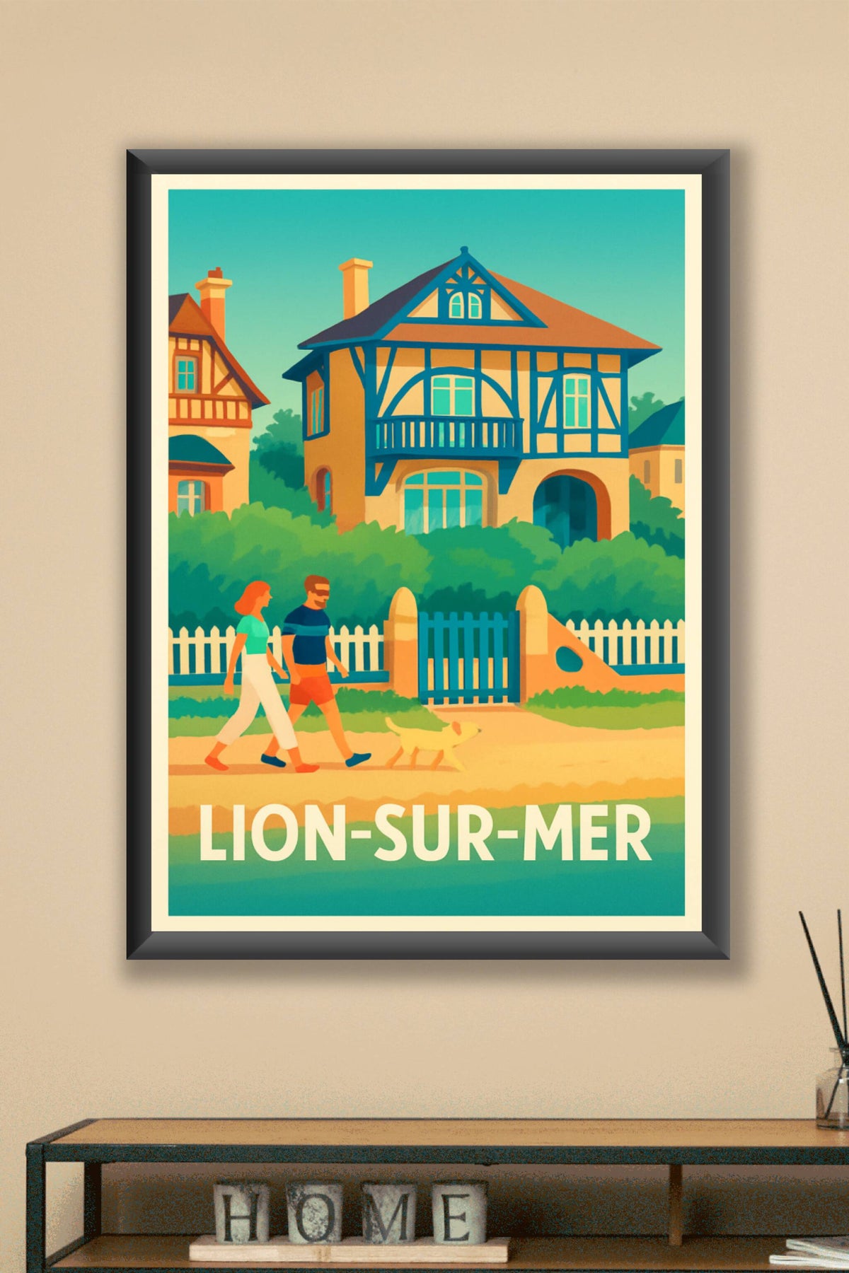 Affiche Lion-sur-Mer — Balade tranquille en bord de mer · poster d'art de Lion-sur-Mer