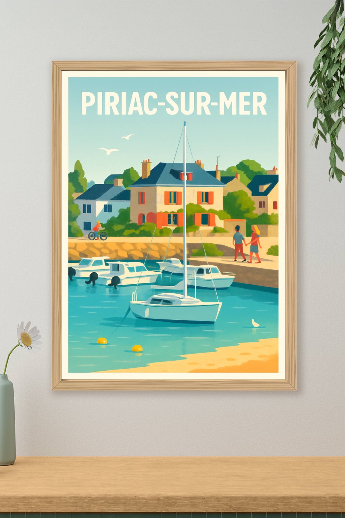 Affiche Piriac-sur-Mer — Escapade romantique au bord de l'eau · poster d'art de Piriac-sur-Mer