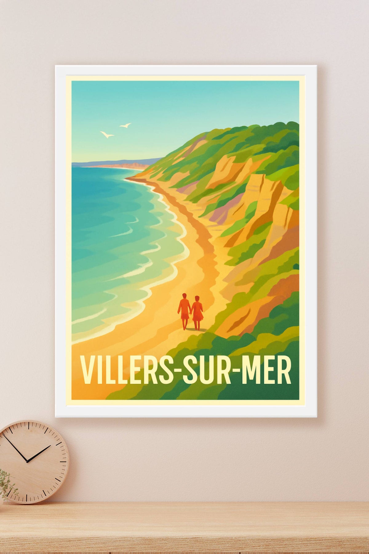 Affiche Villers-sur-Mer — Promenade romantique au bord de la falaise · poster d'art de Villers-sur-Mer