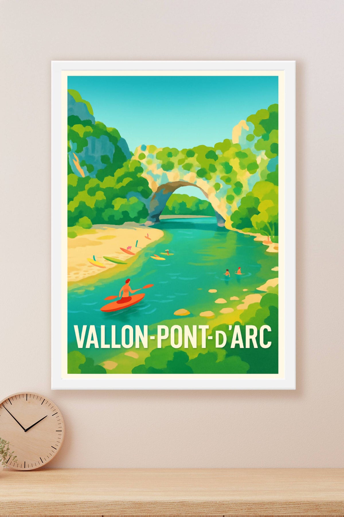 Affiche Vallon-Pont-d'Arc — Escapade nature et détente au cœur des gorges · poster d'art de Vallon-Pont-d'Arc