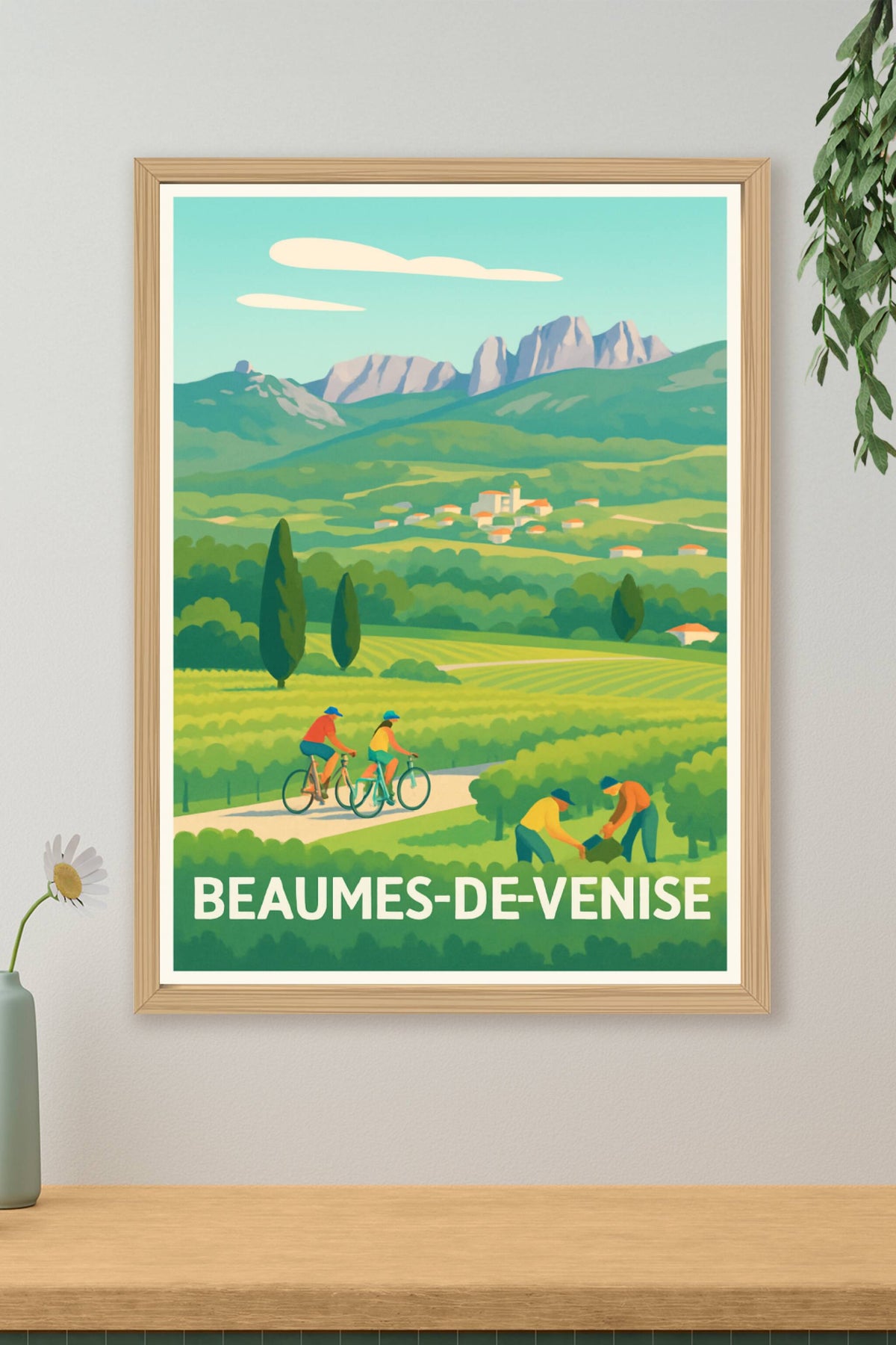 Affiche Beaumes-de-Venise — Évasion au cœur des vignobles provençaux · poster d'art de Beaumes-de-Venise