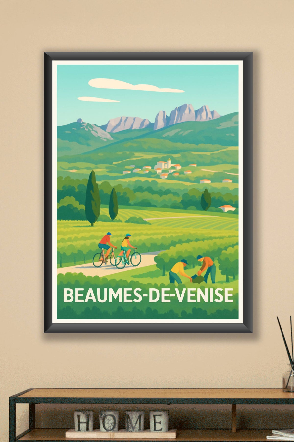 Affiche Beaumes-de-Venise — Évasion au cœur des vignobles provençaux · poster d'art de Beaumes-de-Venise