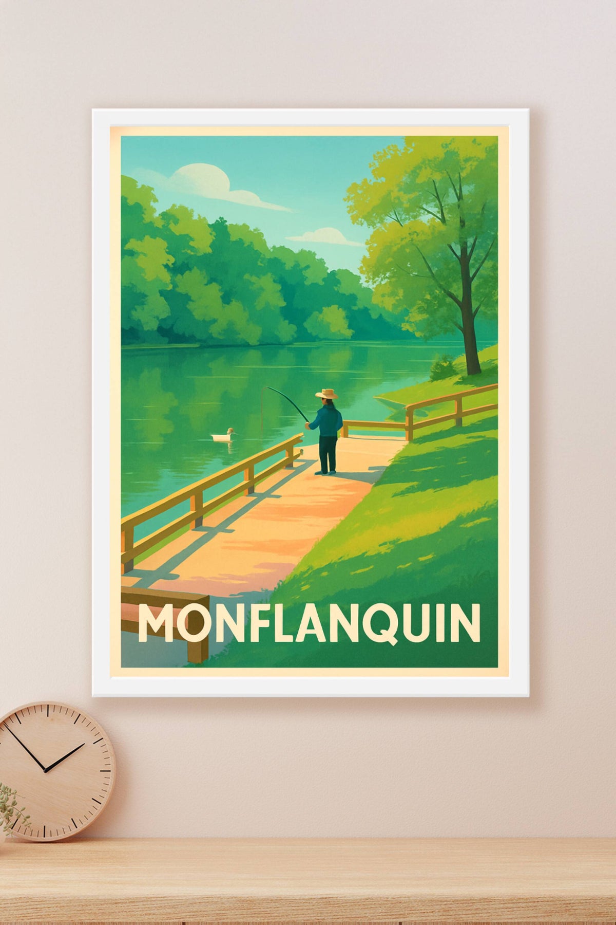 Affiche Monflanquin — Pause paisible au bord de l'eau · poster d'art de Monflanquin
