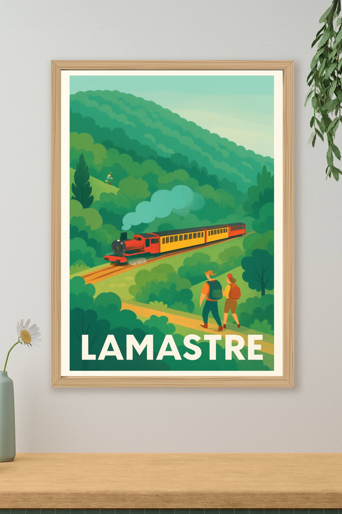 Affiche Lamastre — Évasion en train à travers les vallées verdoyantes · poster d'art de Lamastre