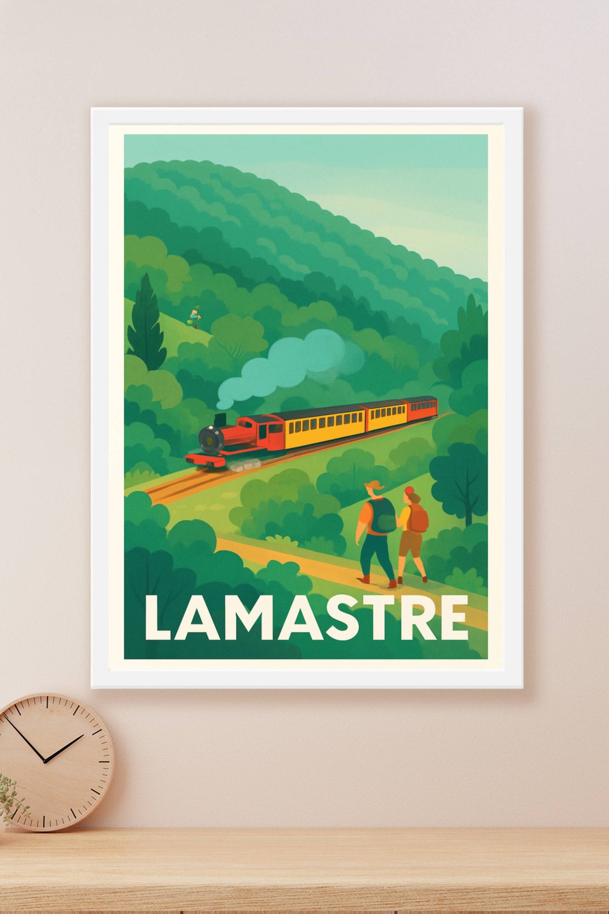 Affiche Lamastre — Évasion en train à travers les vallées verdoyantes · poster d'art de Lamastre