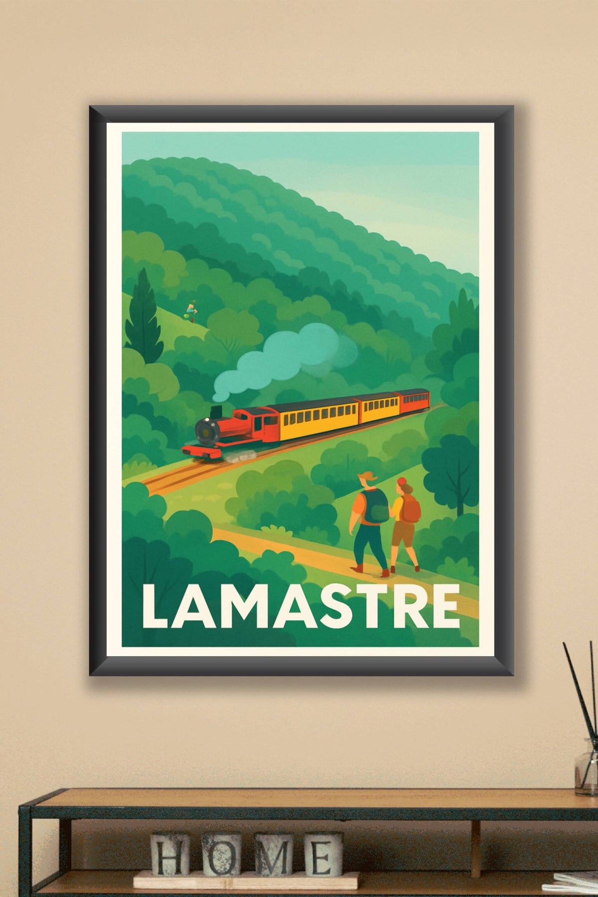 Affiche Lamastre — Évasion en train à travers les vallées verdoyantes · poster d'art de Lamastre