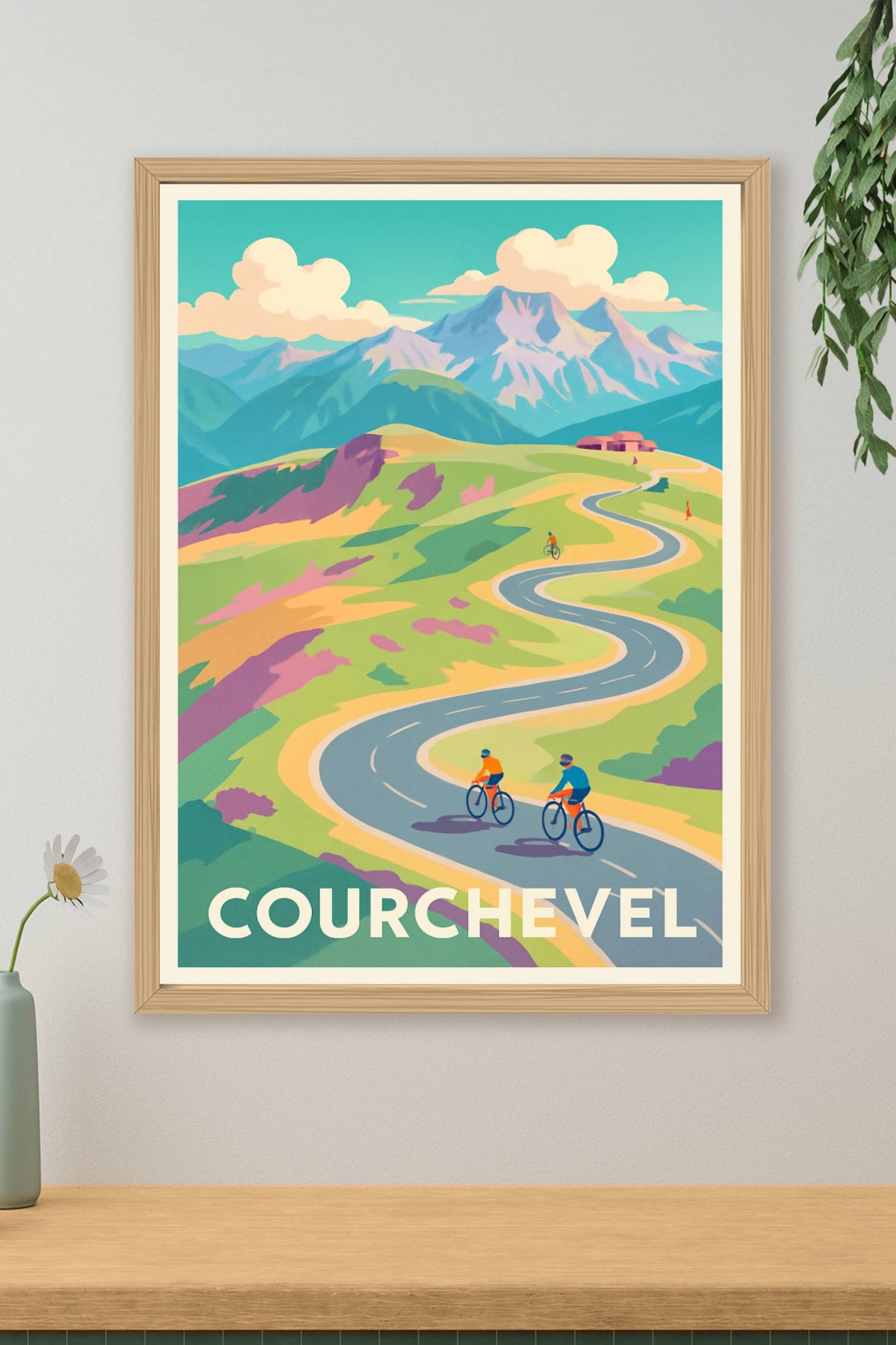 Affiche Courchevel — L'appel des sommets à vélo · poster d'art de Courchevel