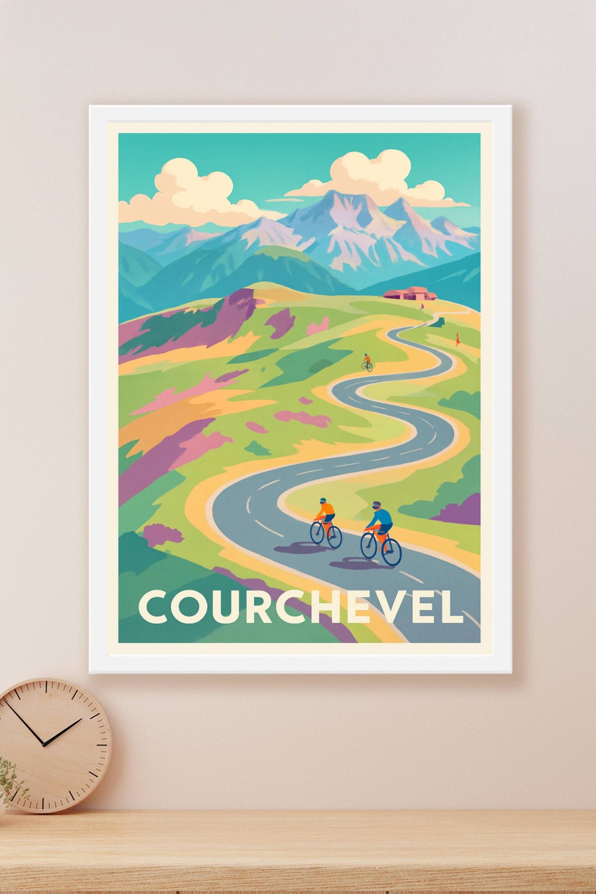Affiche Courchevel — L'appel des sommets à vélo · poster d'art de Courchevel