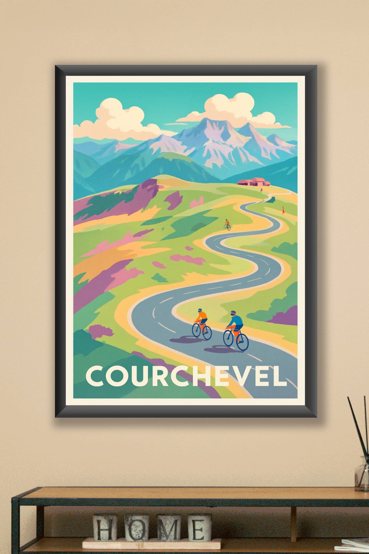 Affiche Courchevel — L'appel des sommets à vélo · poster d'art de Courchevel