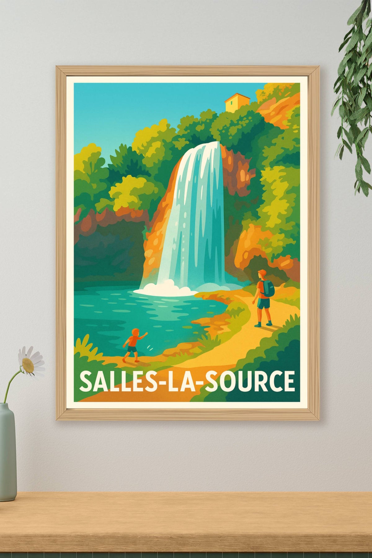 Affiche Salles-la-Source — L'émerveillement naturel de la cascade · poster d'art de Salles-la-Source
