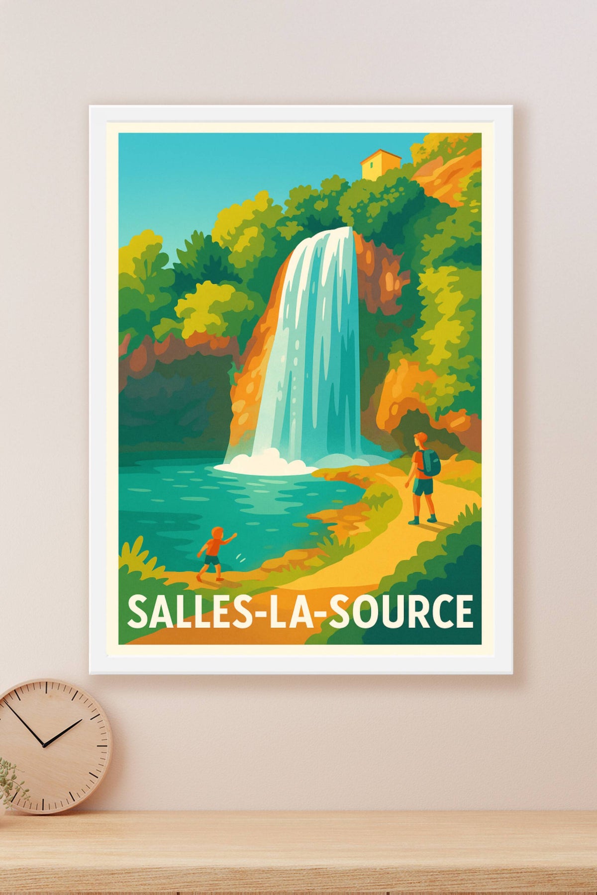 Affiche Salles-la-Source — L'émerveillement naturel de la cascade · poster d'art de Salles-la-Source
