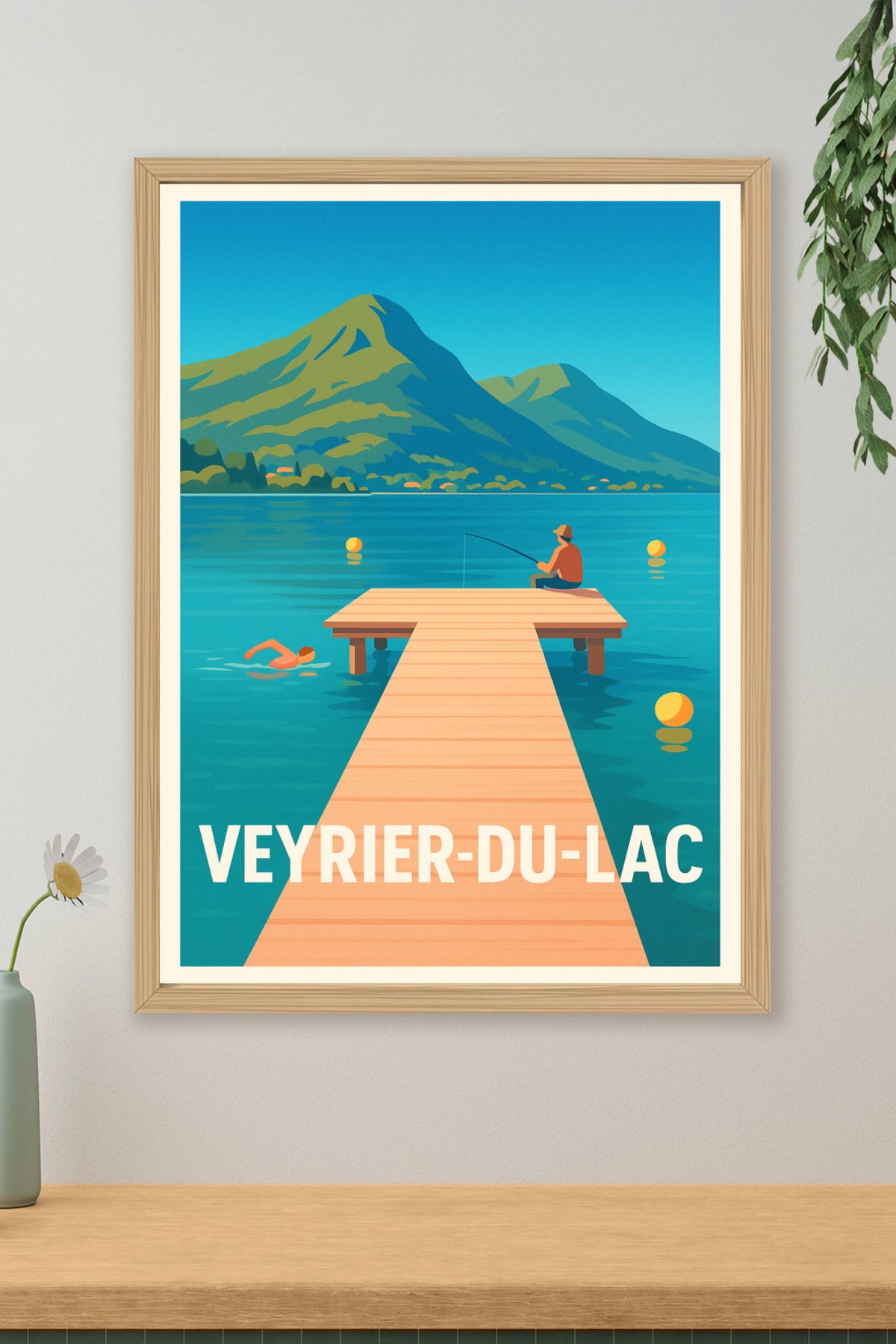 Affiche Veyrier-du-Lac — Tranquillité au bord de l'eau · poster d'art de Veyrier-du-Lac