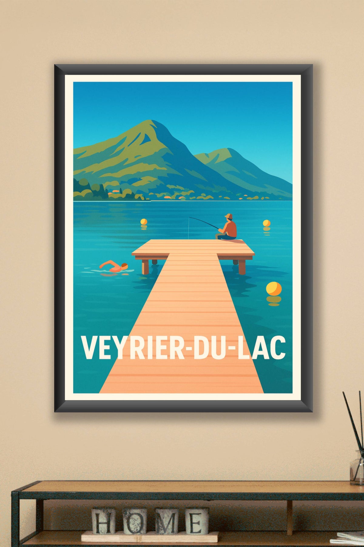 Affiche Veyrier-du-Lac — Tranquillité au bord de l'eau · poster d'art de Veyrier-du-Lac
