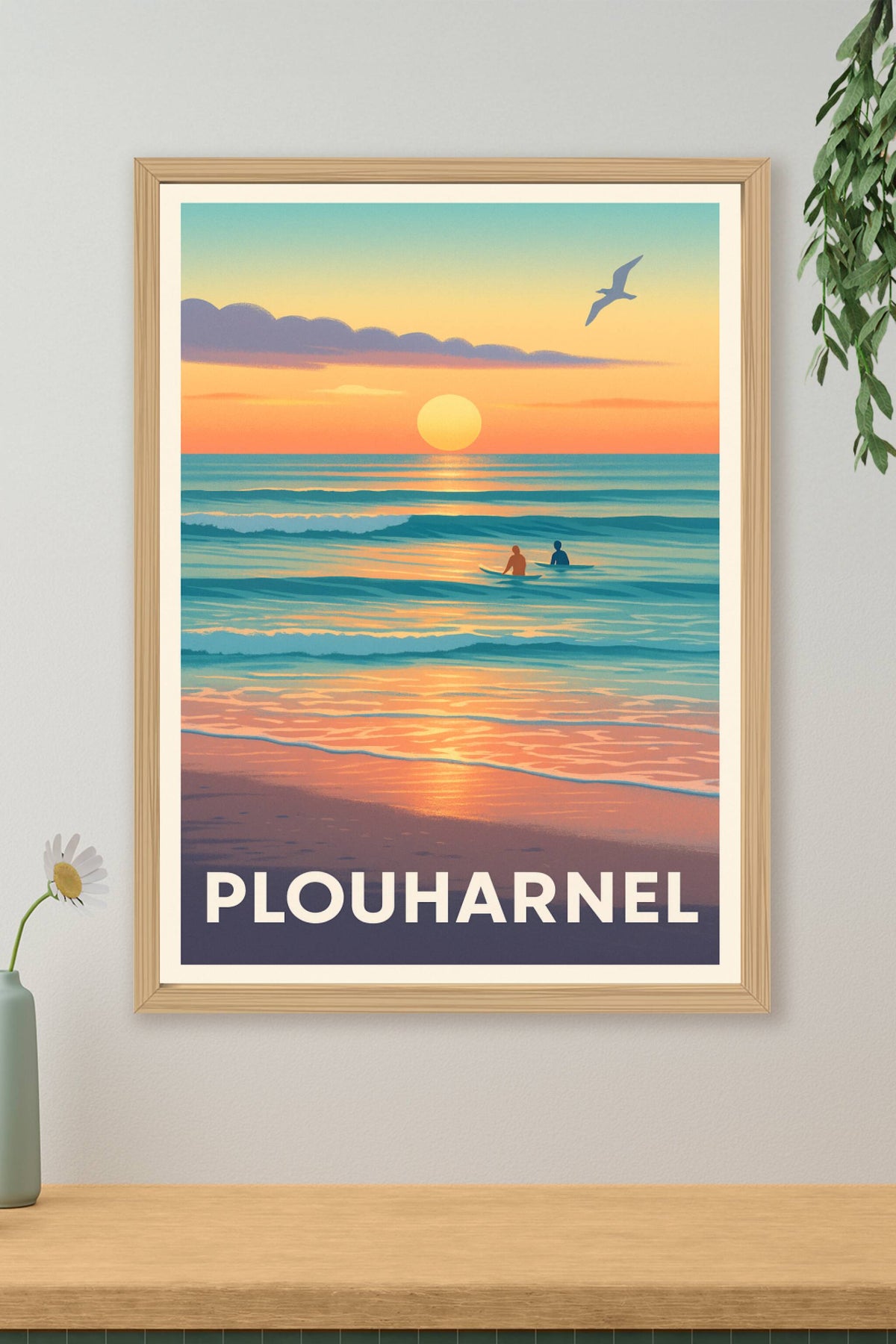 Affiche Plouharnel — Sérénité au coucher de soleil breton · poster d'art de Plouharnel