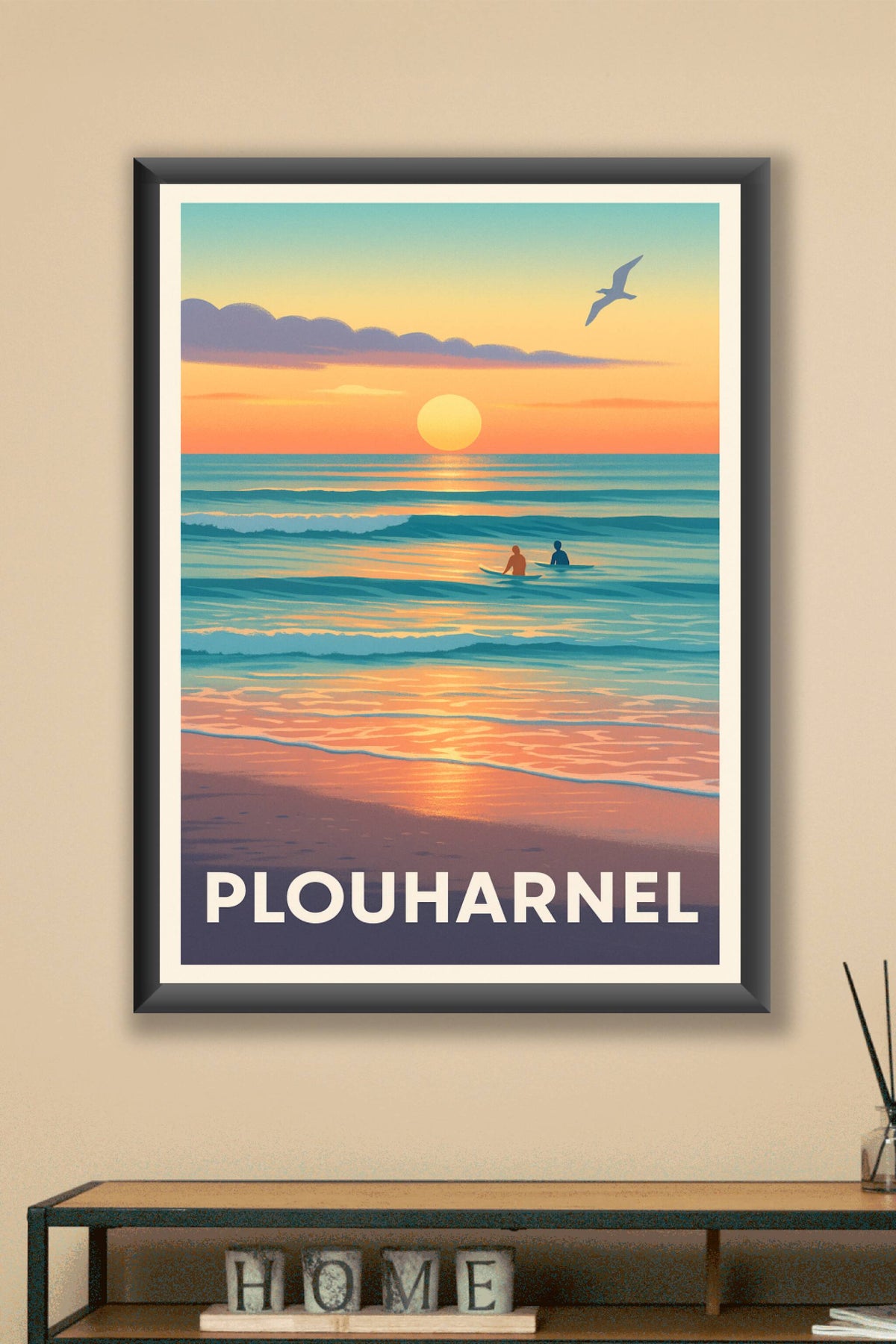 Affiche Plouharnel — Sérénité au coucher de soleil breton · poster d'art de Plouharnel