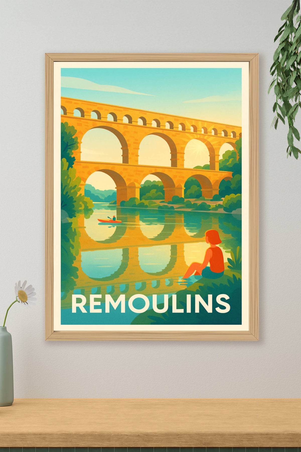 Affiche Remoulins — Sérénité au Pont du Gard · poster d'art de Remoulins